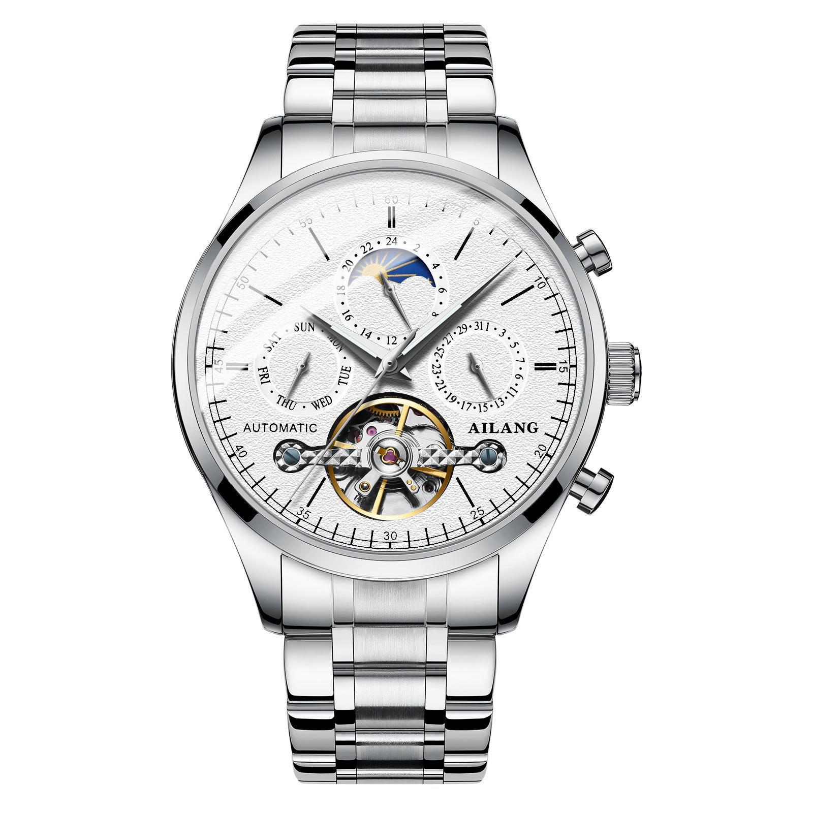 AILANG Новые полностью автоматические часы, мужские механические часы, многофункциональные водонепроницаемые мужские часы