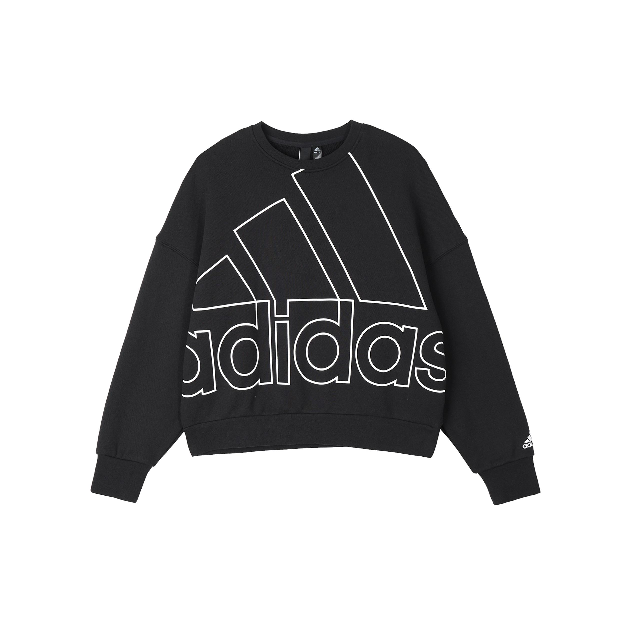 (WMNS) adidas Big Logo Printing Casual Sweaters Black Women s HM9378 XXL