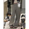 More Than 2024 Buttons Elastic Waist Fall and Winter Gray Straight Sweatpants Idle Style Loose Casual Mop Wide Leg Pants
