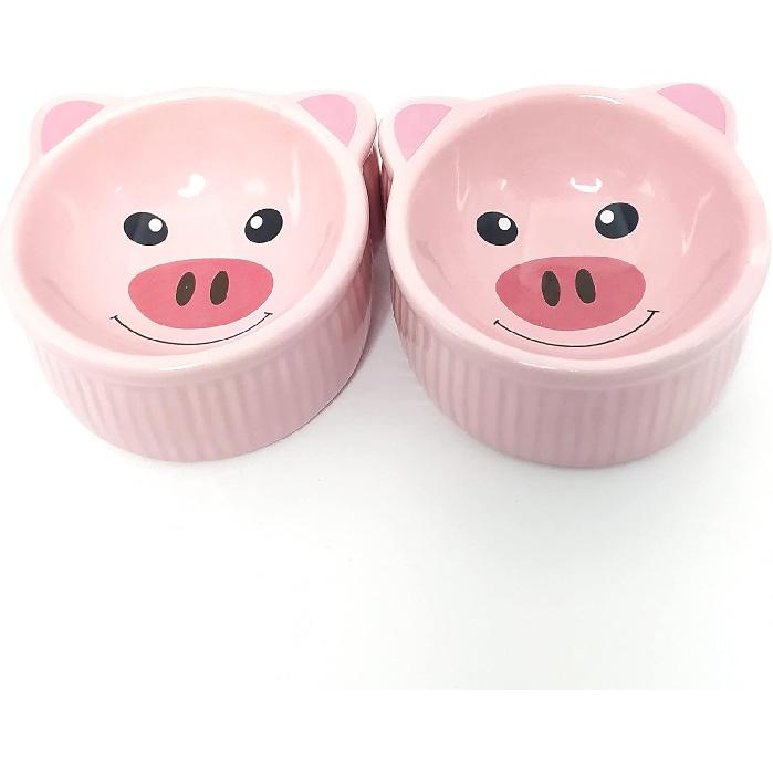 Ceramic Hamster BowlSmall Animal Food Feeder2 PCS Water Bowl for Reptile, Small Bunny, Chinchilla, Hedgehog or Turtle