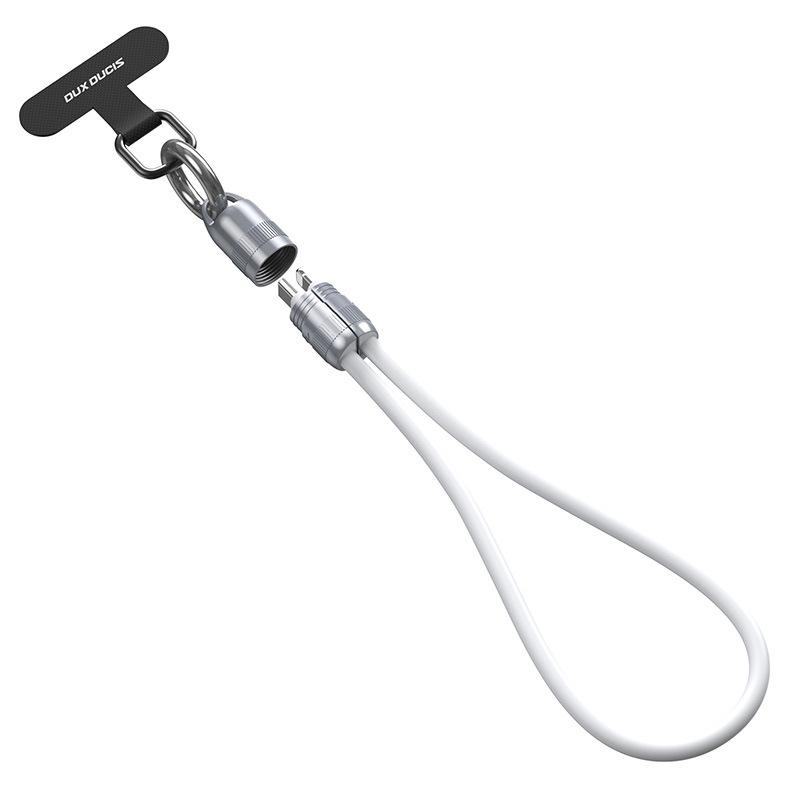 Dual Type-C & Lightning Zinc Alloy Silicone Lanyard Cable, 60W Fast Charger