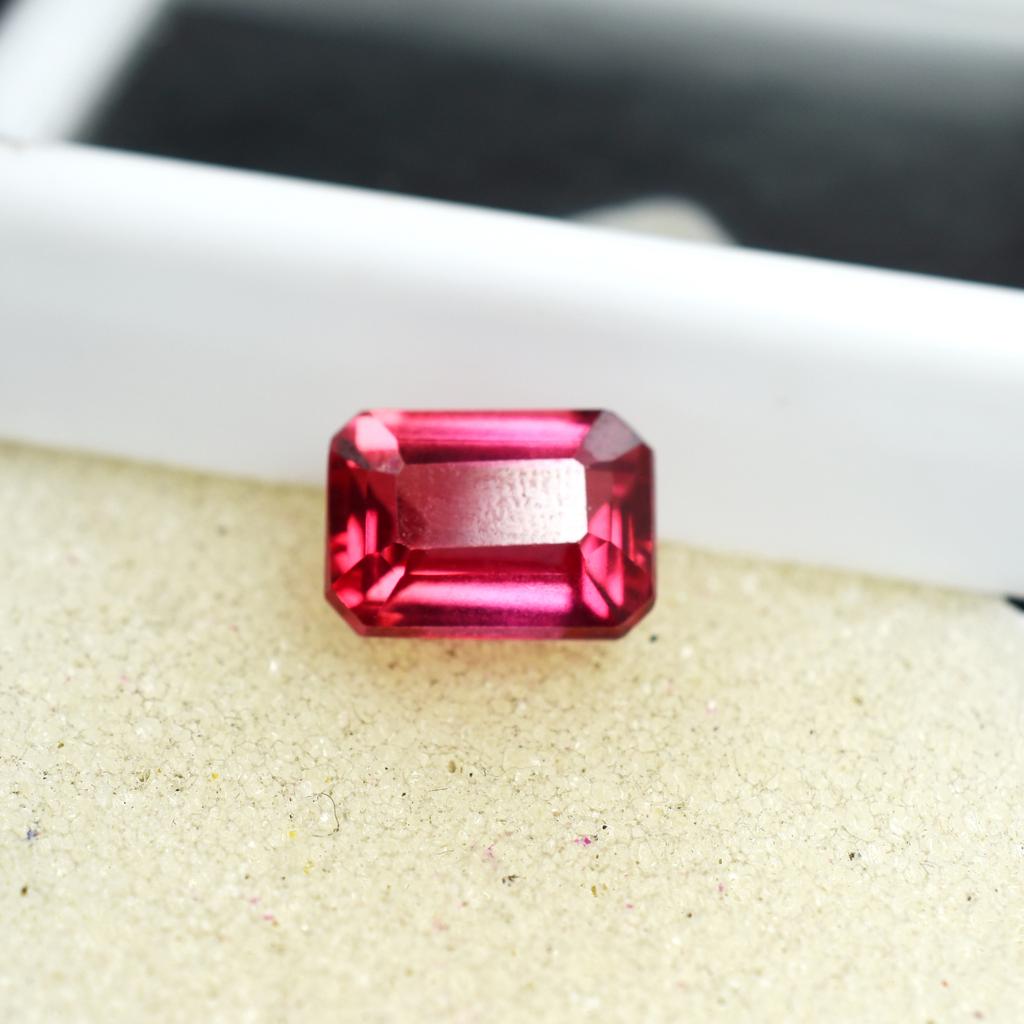 Excellent Emerald Cut 5.40 Ct Natural Pink Ruby Loose Gemstone CERTIFIED