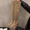 Fashion Autumn Winter Fashion Slim Knee High Boots Women Sexy Pointed Toe Low Thin Heel Shoes Female Long Booties Zapatos De Mujer