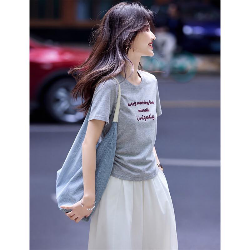 Xinfeiyu Women's Embroidered Summer T-shirt