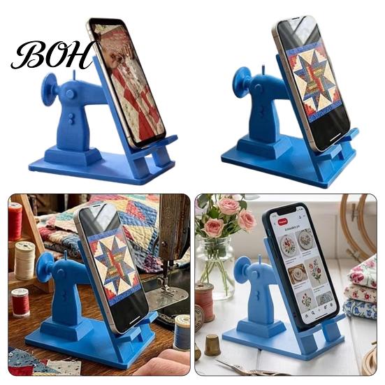 3D Printed Phone Stand Sewing Machine Stand, Vintage Mini Desk Holder for Cell Phone, Smooth Surface Hands-Free Tutorials, Unique Gift Crafters Table