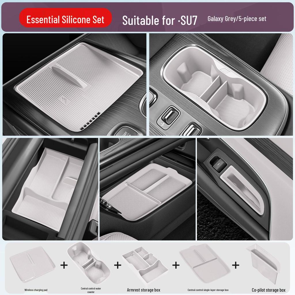 Silicone Mats for Xiaomi SU7/YU7: Center Console, Cup Holders, and Interior Essentials