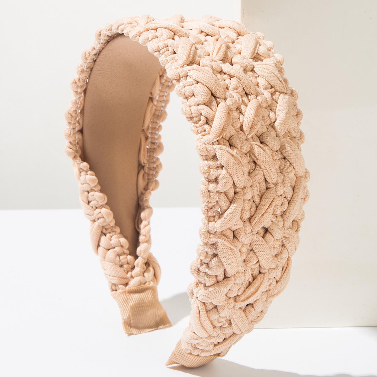 

New Style, Fashionable and Sweet Wide-brimmed Woven Braided Braid Hairband, Fabric Hair Accessory, Hair Clip, Headwear колір світло кави