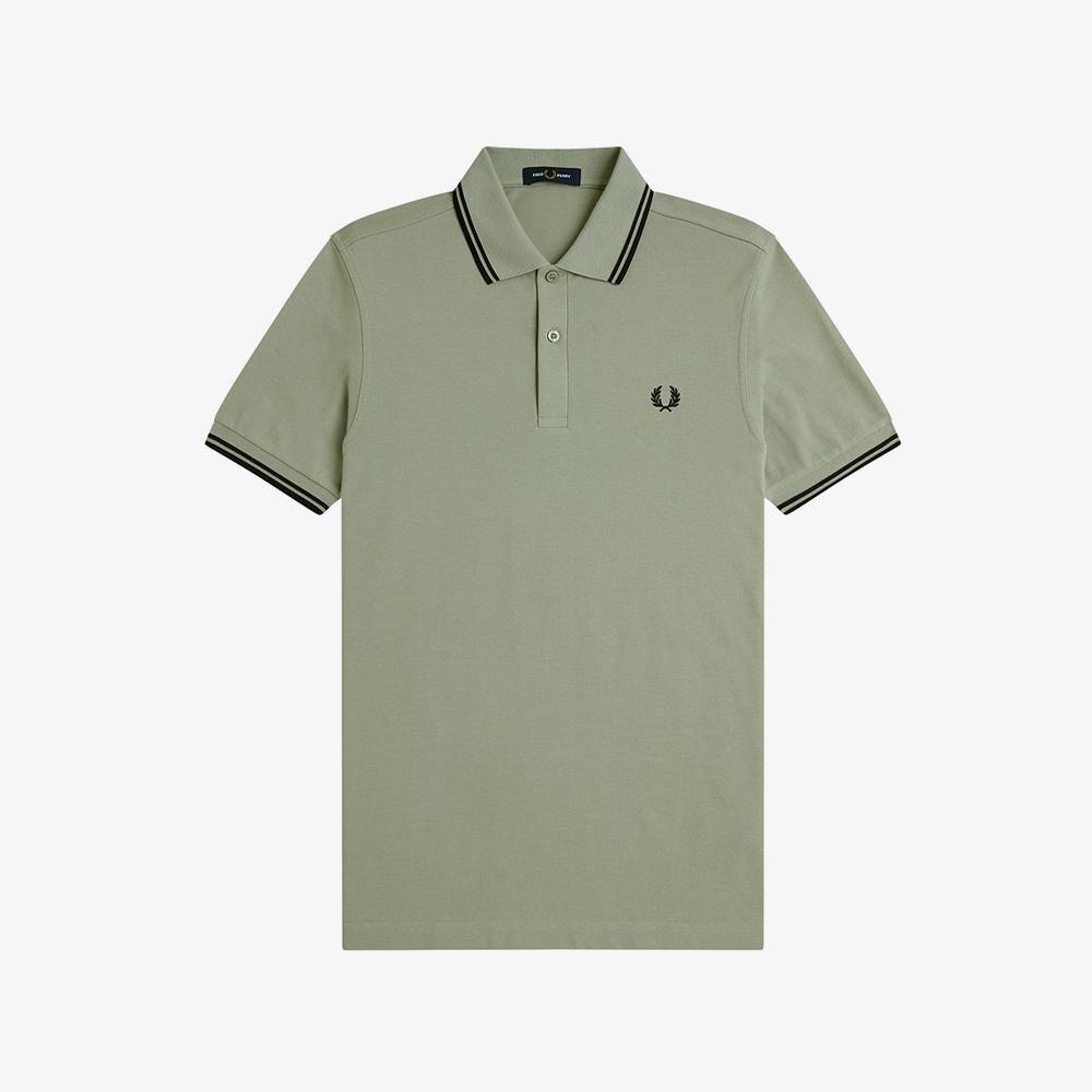FRED PERRY [M3600] Twin Tip Fred Perry Shirt - Seagrass/Black Afpm2613600-S23