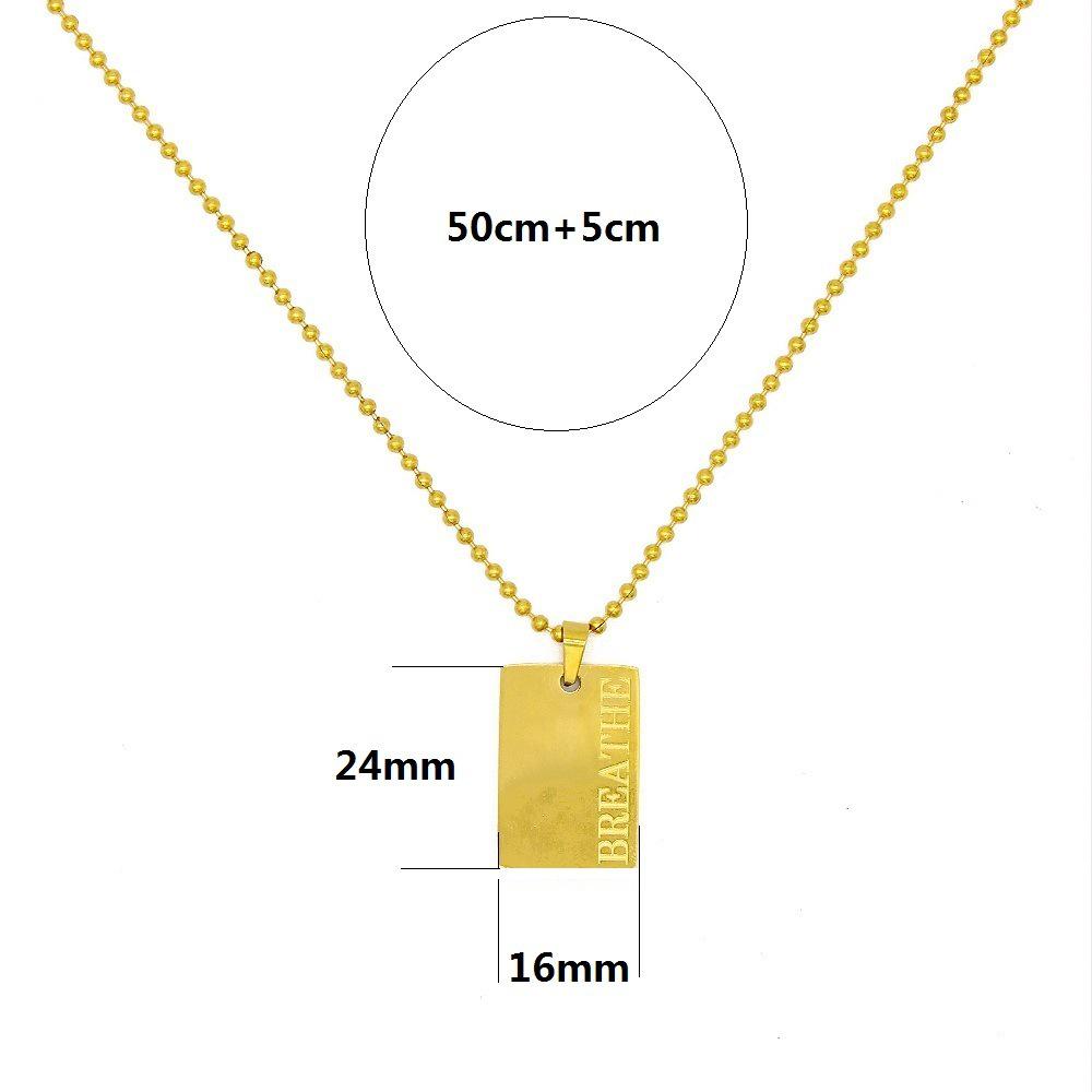 English Letter Square Pendant Stainless Steel Necklace - Vacuum Color Retention YS21