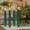 2PC/box Tree Shape Chirstmas Long Rod Candles Home Wax Creative Gold Powder Party Decor 25/13cm