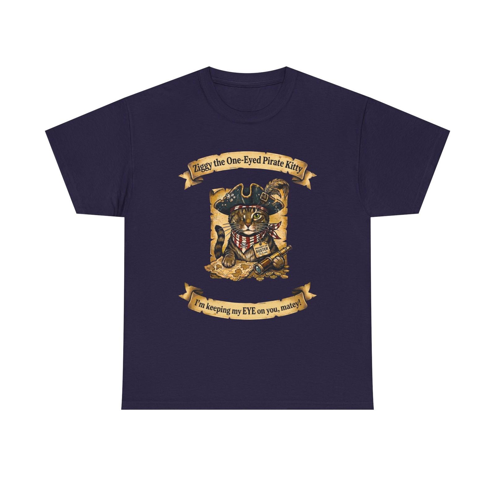 Ziggy the One-Eyed Pirate Kitty Unisex Heavy Cotton Tee S разноцветный