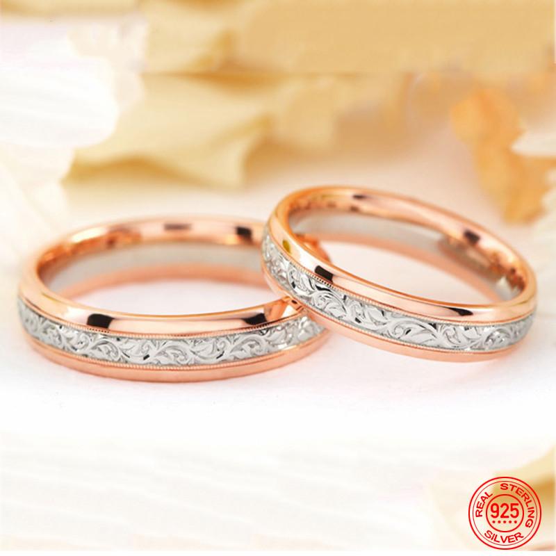 925 Sterling Silber Roségold Paar Ring für Frauen Verlobung Modeschmuck Geschenk