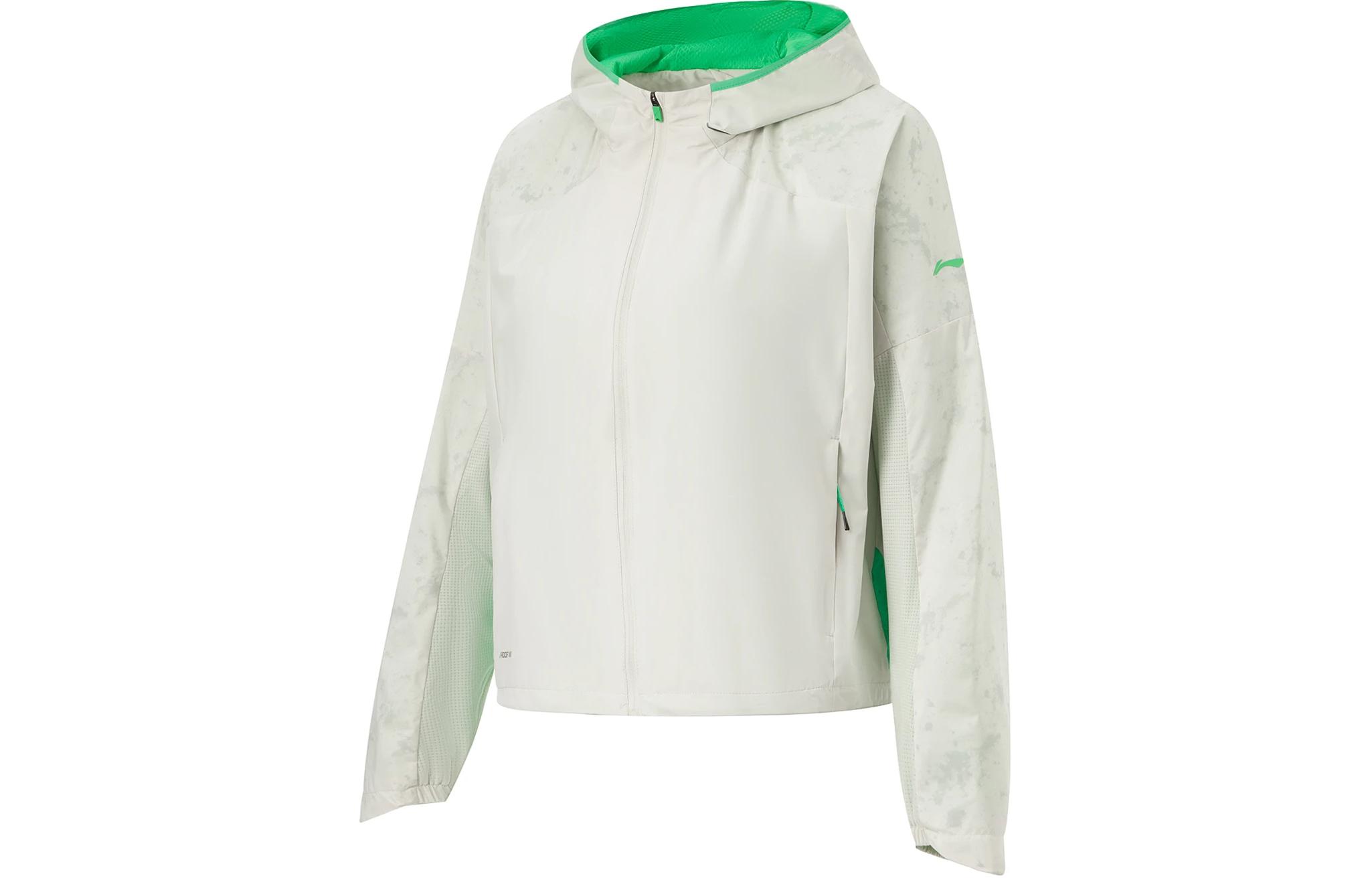 Li Ning Trench Coat Women s Silver Birch Gray Silver Birch Gray Mystic Realm Green Reflective Full Print AFDU050-2 S