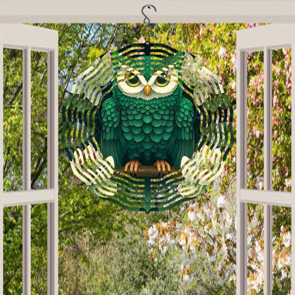 2D White Lotus Owl Wind Spinner Kinetic Metal Garden Decor Outdoor Home Dancing Wind Chime Unique Gift Idea