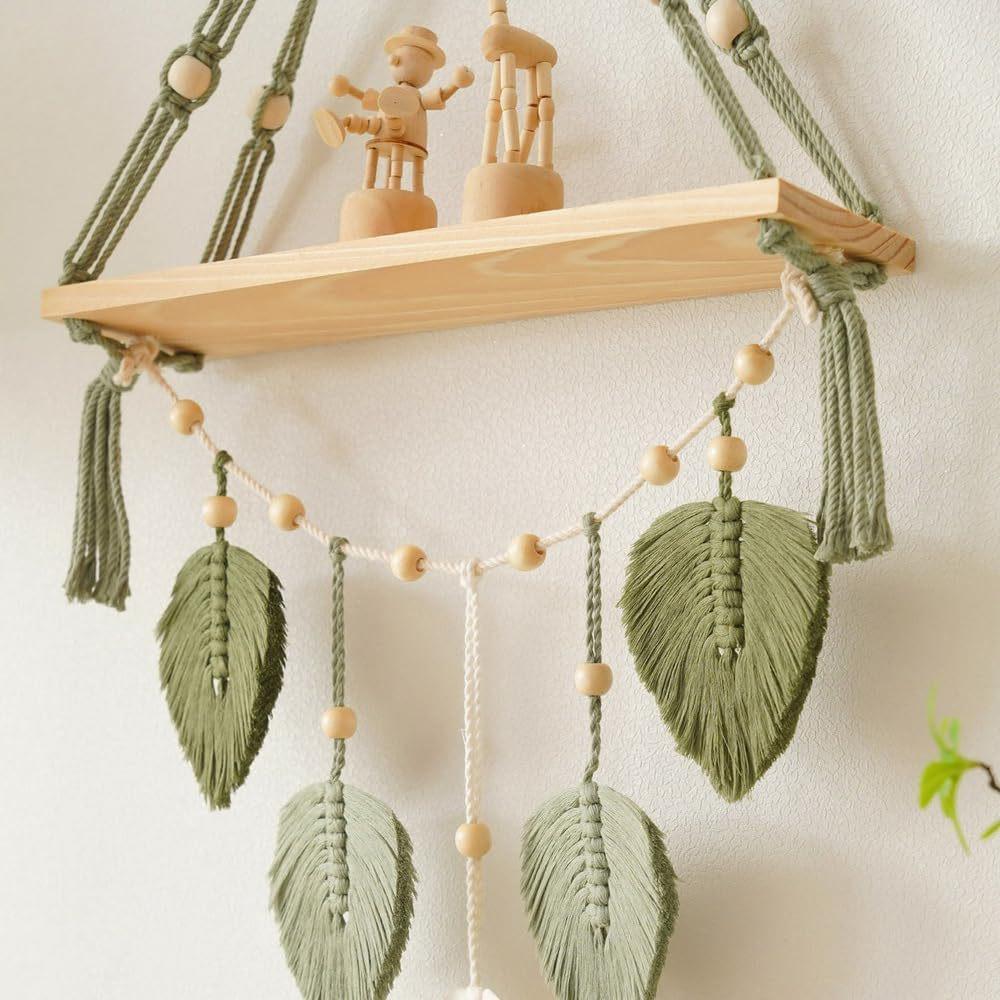 Nordic Style Handwoven Wall Hanging Leaf Tapestry Shelf Decoration