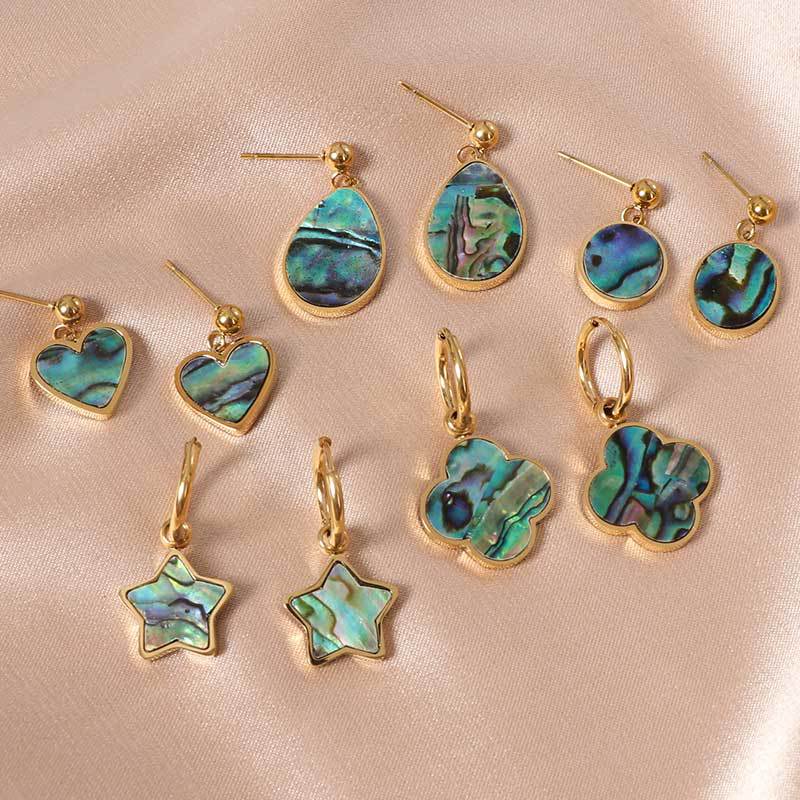 Light Luxury Abalone, Fritillaria, Earrings for Women, High-end Four-leaf Clover, Star Geometric Pendant Earrings