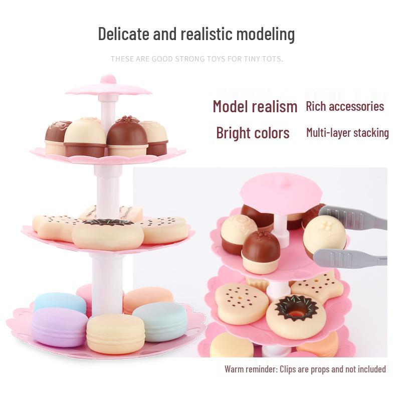 Kids' Dessert Tower Playset: Pretend Cake, Cookie, and Donut Toy Collection