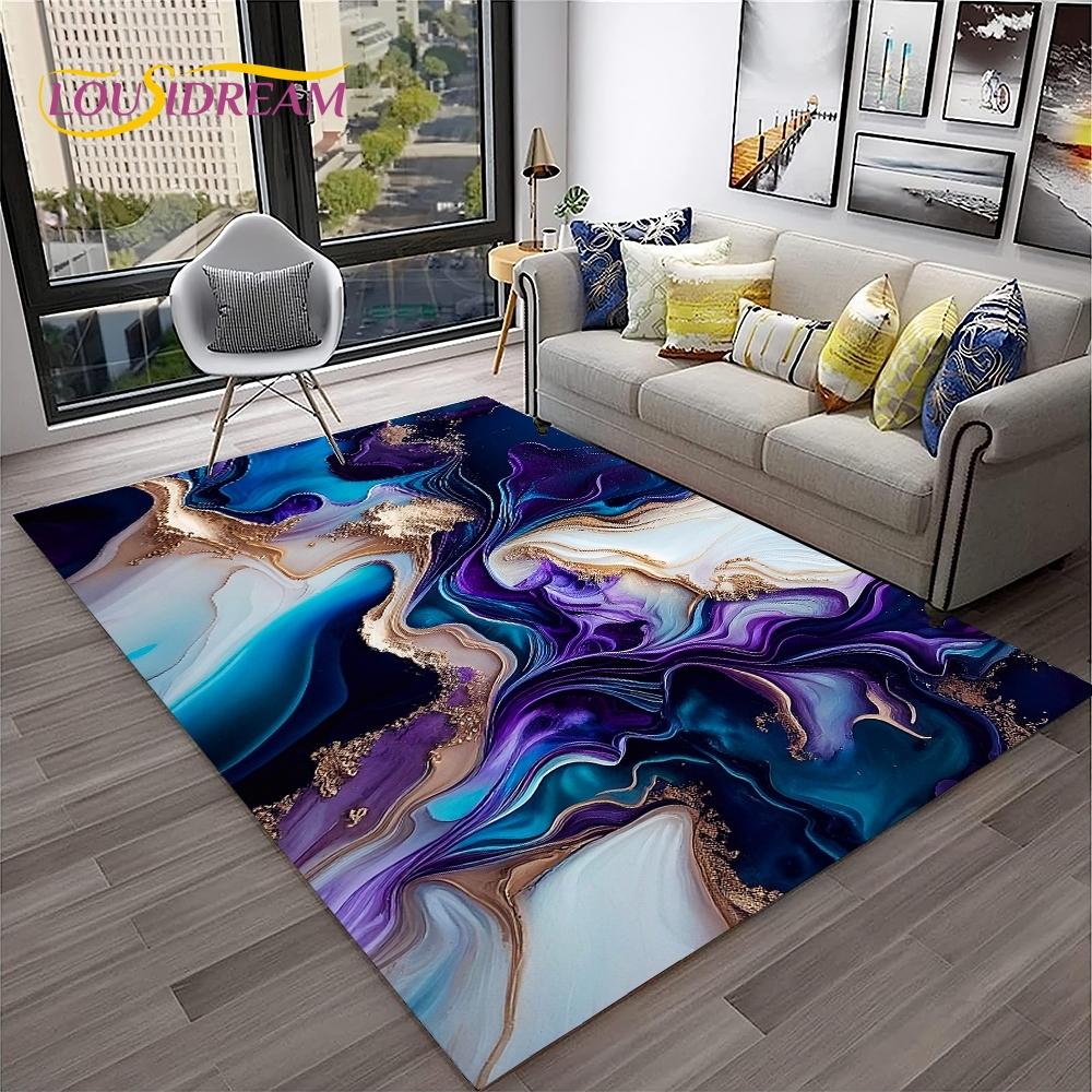 3D Illusion Fluid Colour Irregular Marble HD Carpet Rug for Home Living Room Sofa Doormat Decor,kids Area Rug Non-slip Floor Mat
