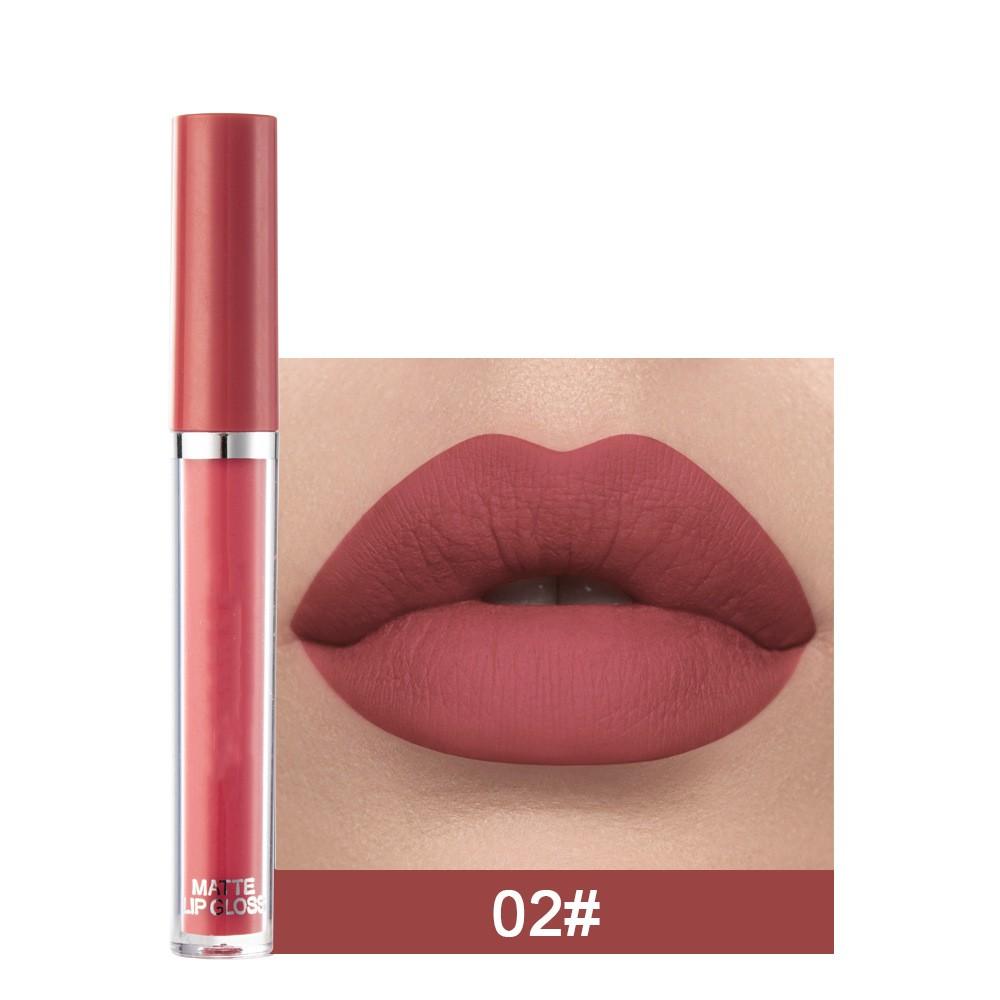 12 Farben Sexy Langanhaltender Samt-Matte Lipgloss Flüssiger Lippenstift Lippen-Make-up Frauen Schönheit Rot Nicht-Klebender Becher Wasserdichter Lipgloss