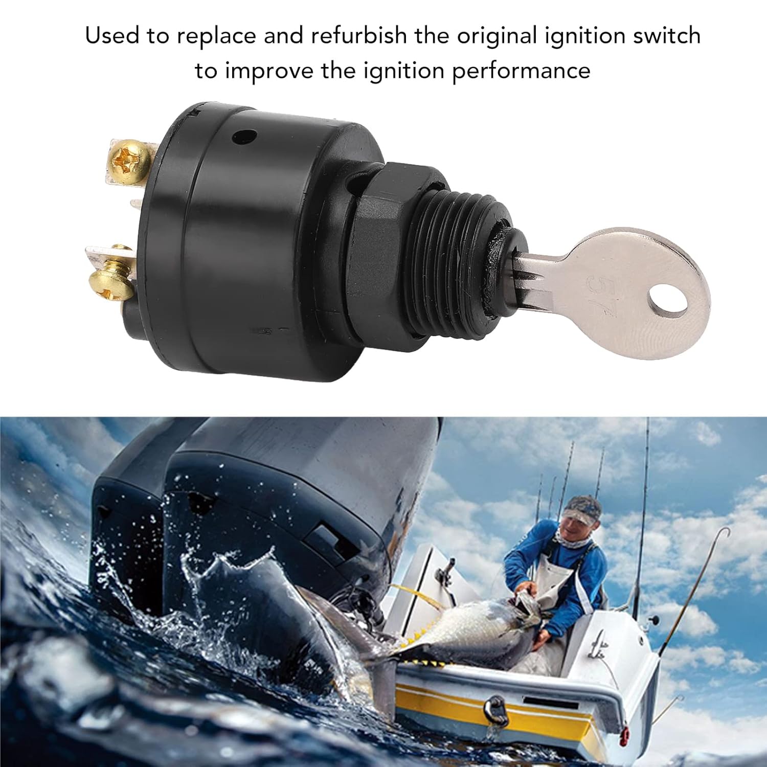 Ignition Key Switch Ignition Starter Switch Outboard Ignition Switch 393301 Wide Adaptability with 2 Keys OMC Inboard Outboard Powered Boats