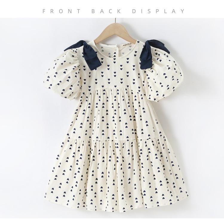 2025 Summer Korean Puff Sleeve Cotton Dress for Girls - Children's One-Piece Skirt