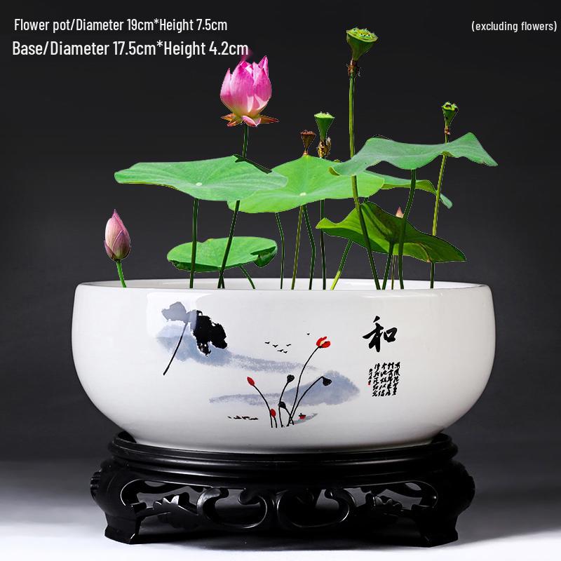 Großer Keramik-Lotus Seerose Hydroponischer Blumentopf ohne Abfluss