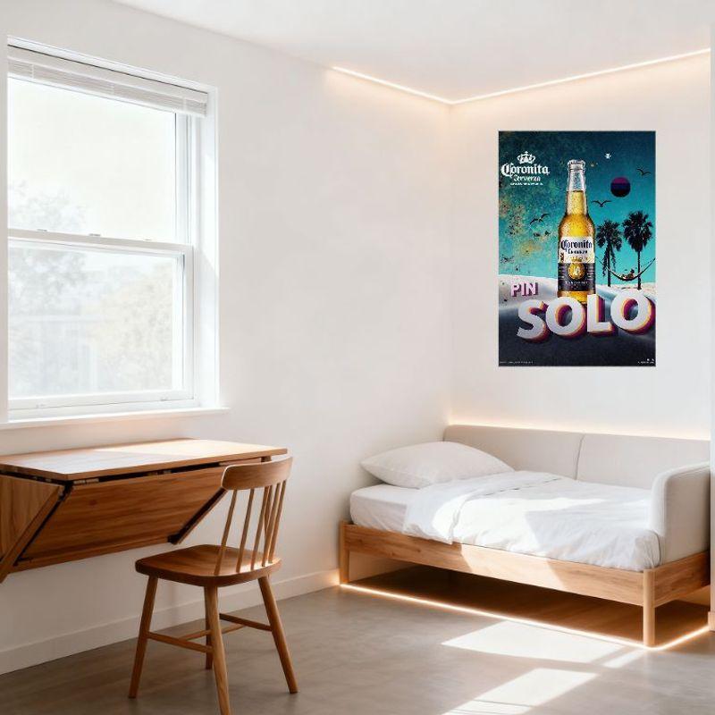 Corona Cerveza Coronita Metal Tin Sign, Beach Tropical Palm Tree Hammock Sunset Bar Home Decor, Vintage Beer Advertising Plaque