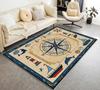 Vintage Nautical Compass Rugs Washable Compass Area Rugs,Cute Lighthouse Whale Shell Carpet,Nautical Theme Non Slip Floor Mat