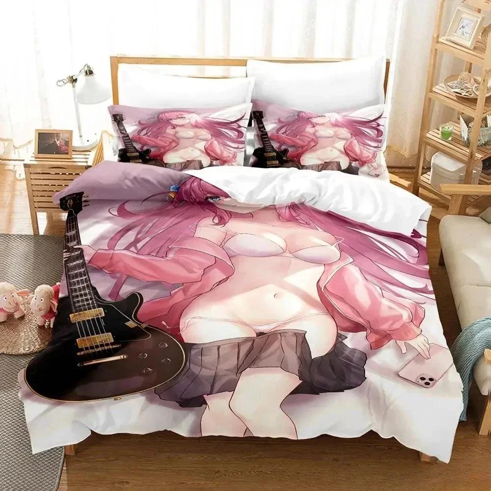 3D Anime New Gotou Hitori Printed Bed Set Duvet Cover Pillowcase Bedding Set Bed Linen Sheet Quilt Cover Full Queen King Size
