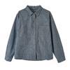Women Blue Striped Cotton Linen Lapel Long Sleeve Shirt