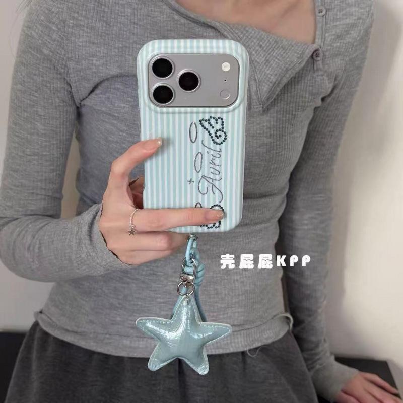 ins wind Korean simple striped wing chain for iPhone17promax Apple 16 mobile phone case 15 women