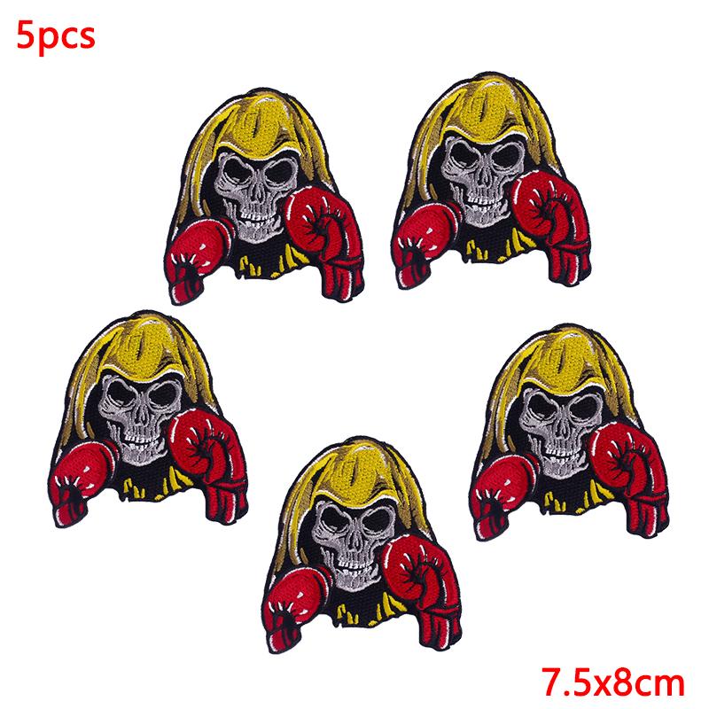 5Pcs/Lot Punk Animal Patch Iron On Embroidery Patches For Clothing Thermoadhesive Patches On Clothes Hip Hop Patch For Clothes