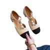 Summer New Mary Jane Single Shoes Women's Flat Metal Button Camellia Color Matching Ballet Shoes