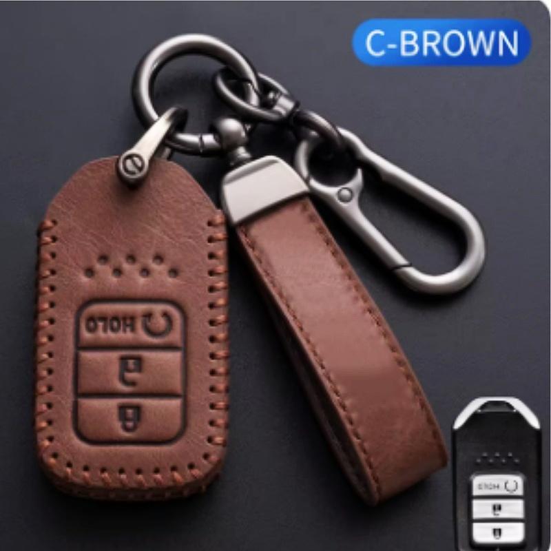 Leather Car Remote Key Cover Case Shell For Honda Civic City Accord CRV CR-V XR-V Odyssey Vezel Jade Crider Fit Accessories