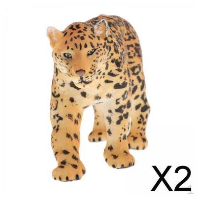 2x Simulation Animal Figures Model Kids Educational Toys Gifts Leopard