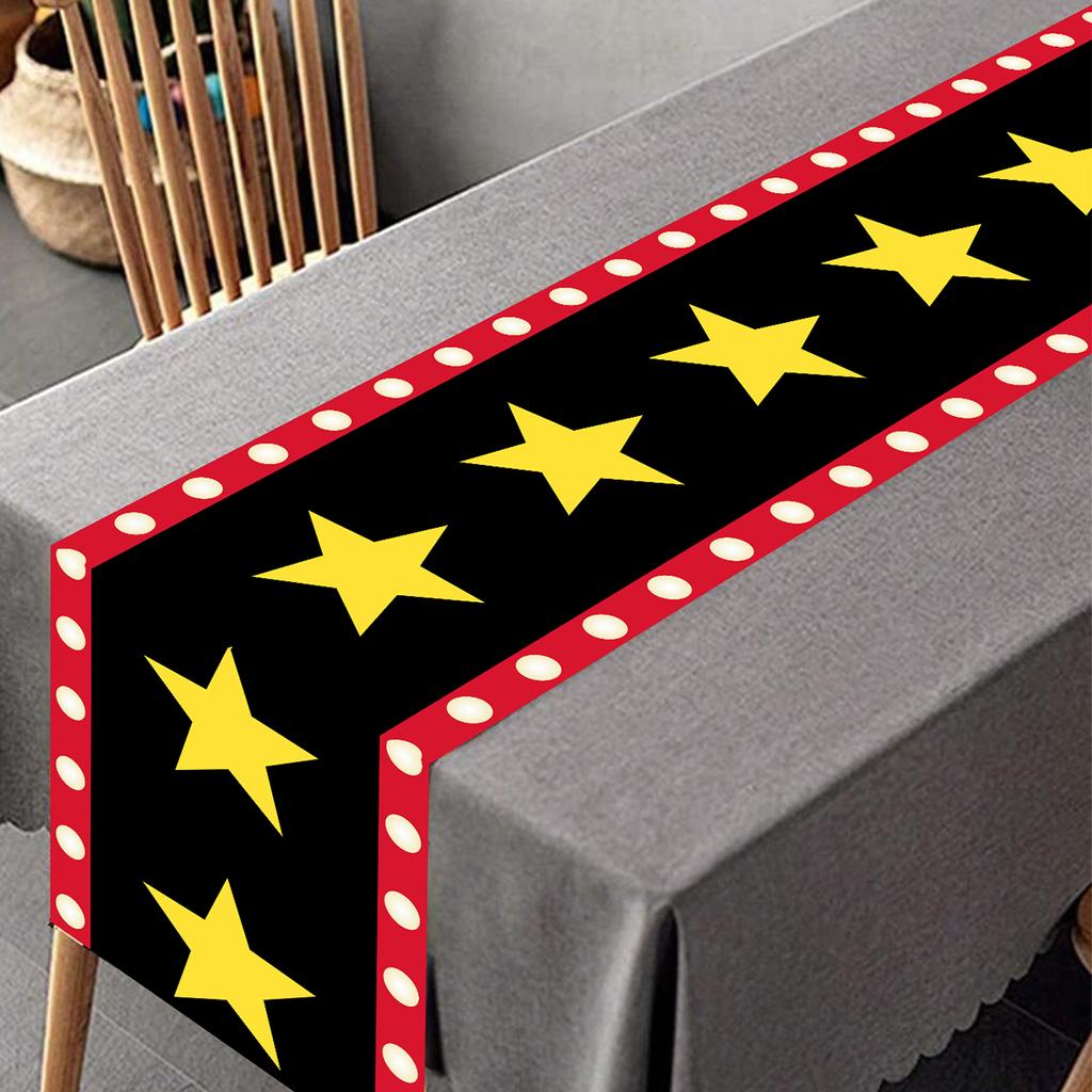 Black Red With Gold Star Movie Night Table Runner Movie Theme Design Movie Night Party Decoration for Movie Night Party Decor