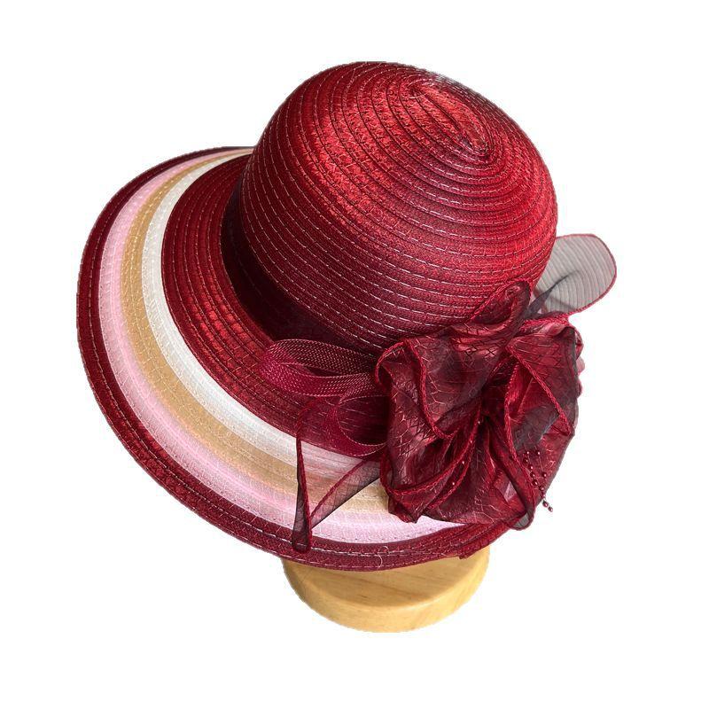 Hat Women'S Organza Sun Hat Middle-Aged And Elderly Sunscreen Folding Cool Hat Summer Travel Casual Versatile Beach