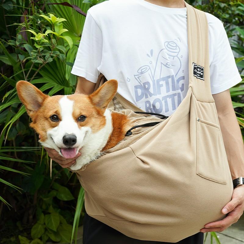 High-Capacity Dog Cat Backpack Breathable Polyester Outdoors Single Carrier Solid Shoulder Bag for Dogs Cats