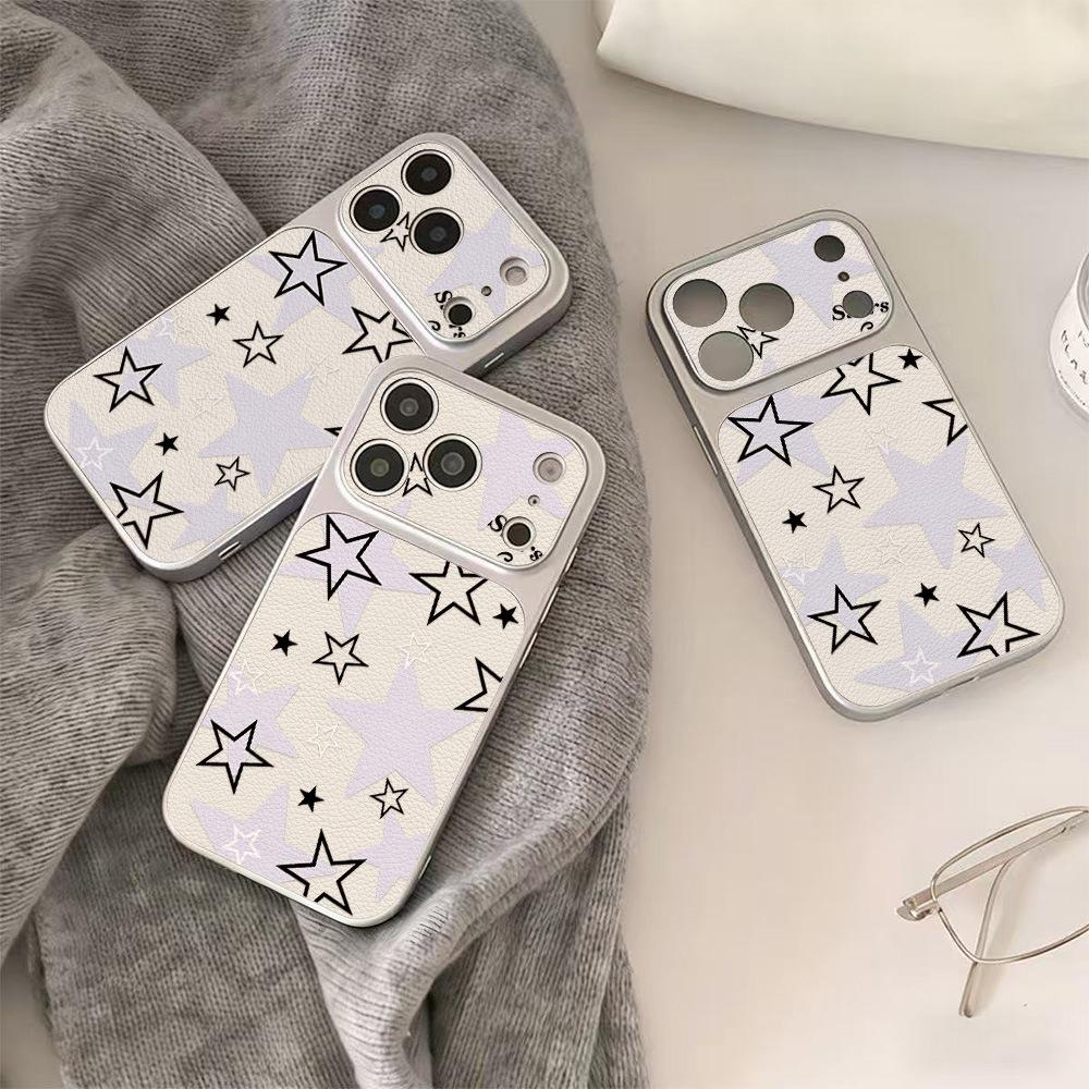 Tide Brand Stars Are Suitable for Apple 16ProMax Seconds To Change the Leather Mobile Phone Case 15/14 All-inclusive 17 Advanced 13 Tide Case