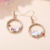 Unique Female  White Cat Round Metal Drop Dangle Earrings Cute Gold Color Party  For Women