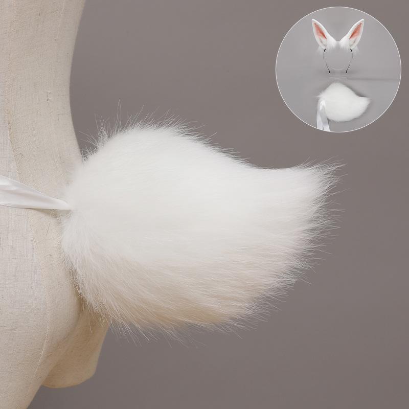 Two-dimensional rabbit ears, animal ears, headbands, comics props, Japanese plush rabbit ears, rabbit tail set One size fits all