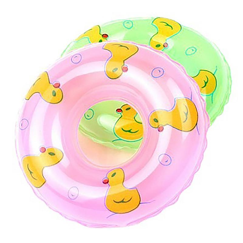 2Pcs Kids Mini Swim Ring Bath Toy Summer Fun Swimming Pool Accessory Float Ring Toys For Rubber Ducks Doll Inflatable Bath Toy