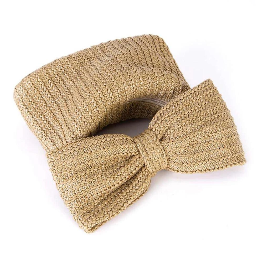 Summer Straw Woven Clutch Bag Women Bow Purse 2025 Luxury Design Ladies Evening Handbag Party Banquet Bags Vacation Beach Tote