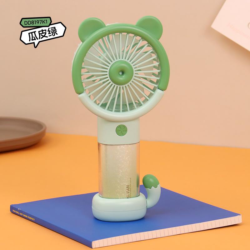 Cute USB Rechargeable Cartoon Fan: Silent Handheld & Desktop Use, Powerful Outdoor Cooling Factory/Wholesale/Export/Cross-border зелёный