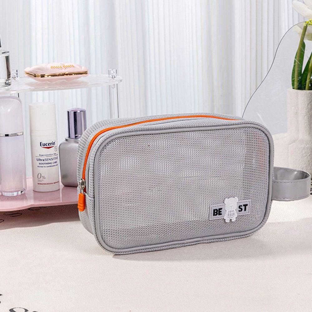 Zipper Mesh Makeup Bag Large Capacity Toiletry Storage Bag Casual Transparent Cosmetic Bag  Holiday