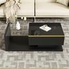 100 Cm Long Coffee Table, High-gloss Black. Side Tables, Coffee Tables with Glass and LED Effect