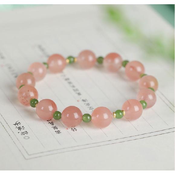 Original natural ice-pearl Southern Red Agate Jasper bracelet for women, crystal beaded bracelet, holiday gift S(Suitable14-15.5cm Lef