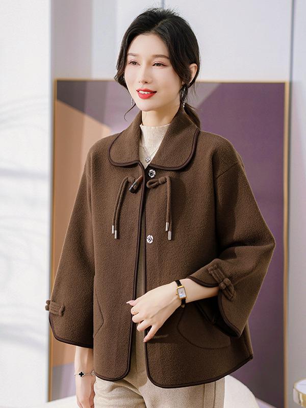 

Mom s Elegant Autumn Knitted Cardigan for Women – Sophisticated Woolen Lapel Top for Middle-Aged and Elderly 2XL (suggested 130-145 jin) кофейный
