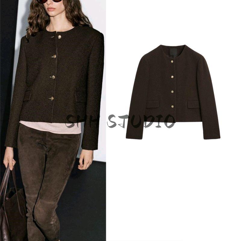 MD Autumn New Women Clothes Graceful Gold Feeling Can Be Lu Li Style Round Neck Short Woolen Jacket 6023675