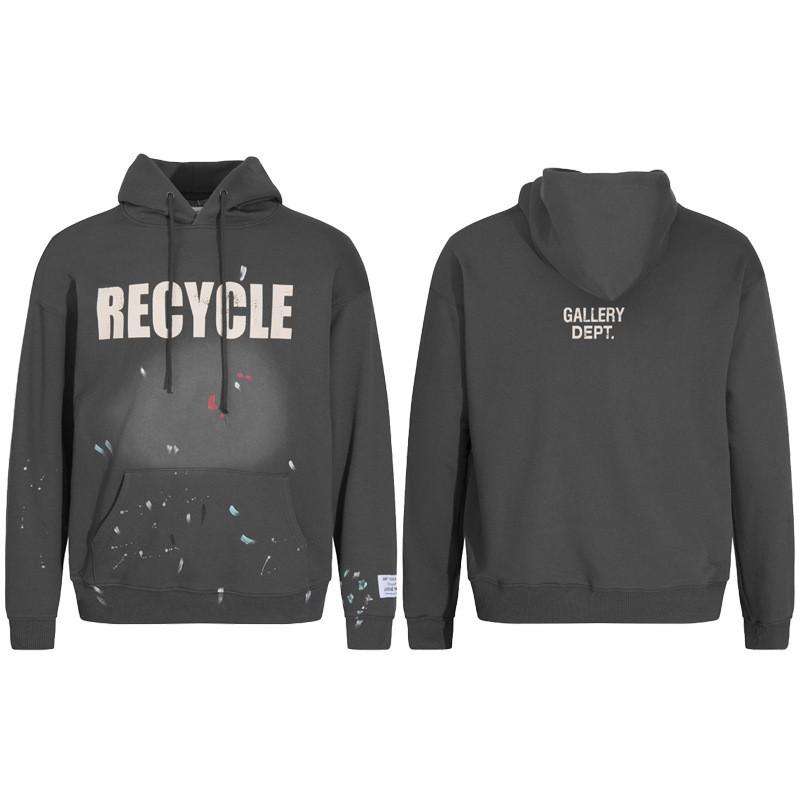 Graffiti Letter Print Hooded Sweatshirt Jacket Men Loose Fit Streetwear Long Sleeve Cotton Pullover